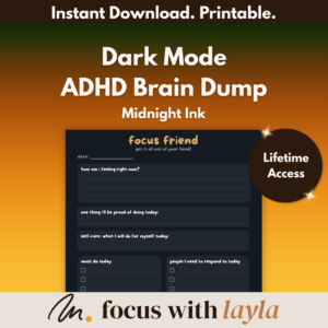 Focus Friend™ - ADHD Brain Dump - Midnight Ink