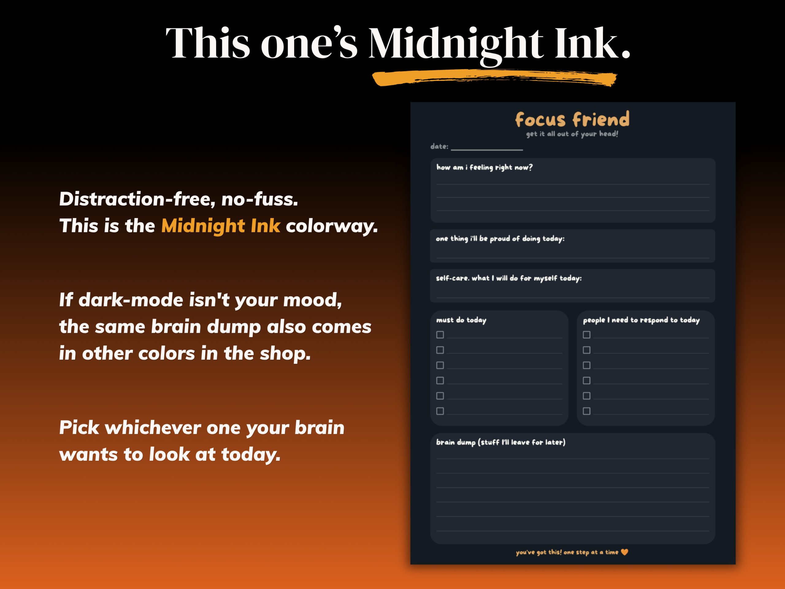 Focus Friend™ - ADHD Brain Dump - Midnight Ink - Image 2