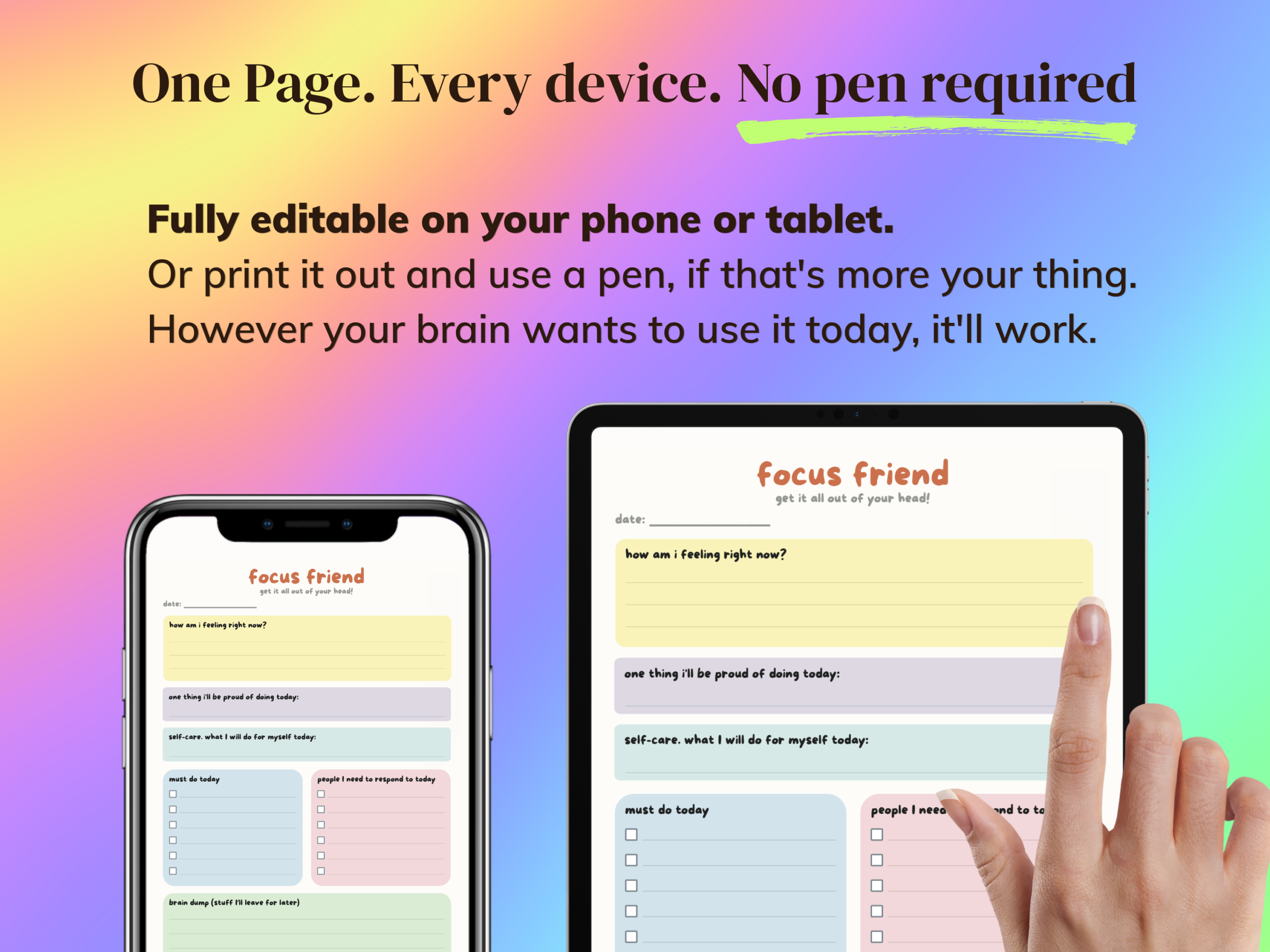 Focus Friend™ - ADHD Brain Dump - Rainbow Stickies - Image 4